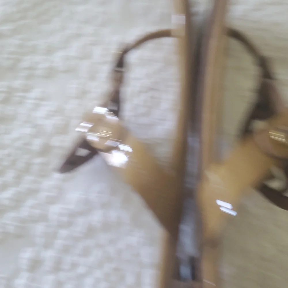 TORY BURCH MILLER SANDALS IN TAN/SHINY/ SIZE:7.5